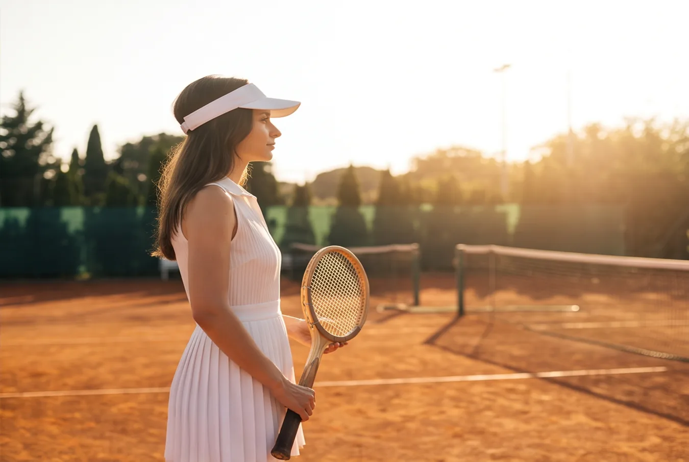 The player in profile against the sun