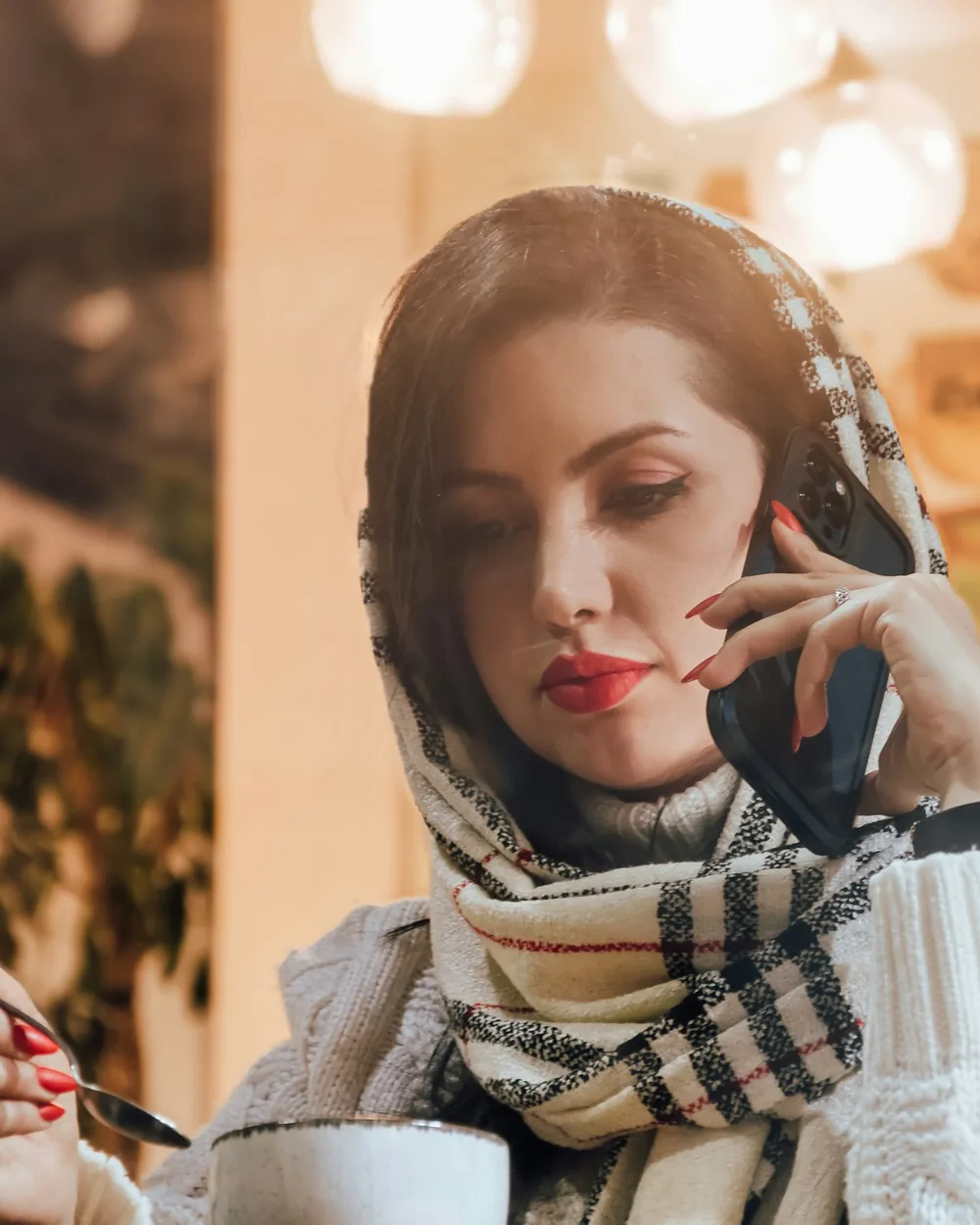 The same woman on a call