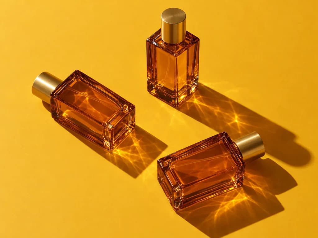 Perfume bottles on a golden backdrop