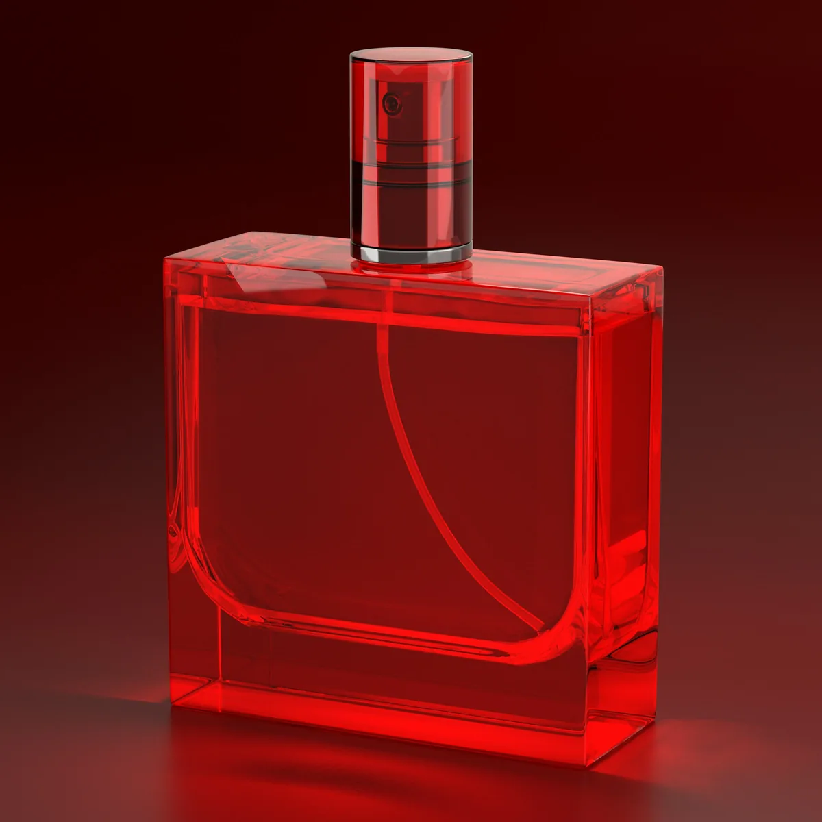 The bottle in ruby red glass